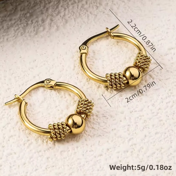 Gold Earrings hoops relaxing - Picture 1 of 6